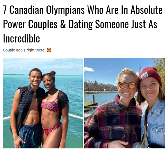 盘点参加奥运会的加拿大运动员情侣